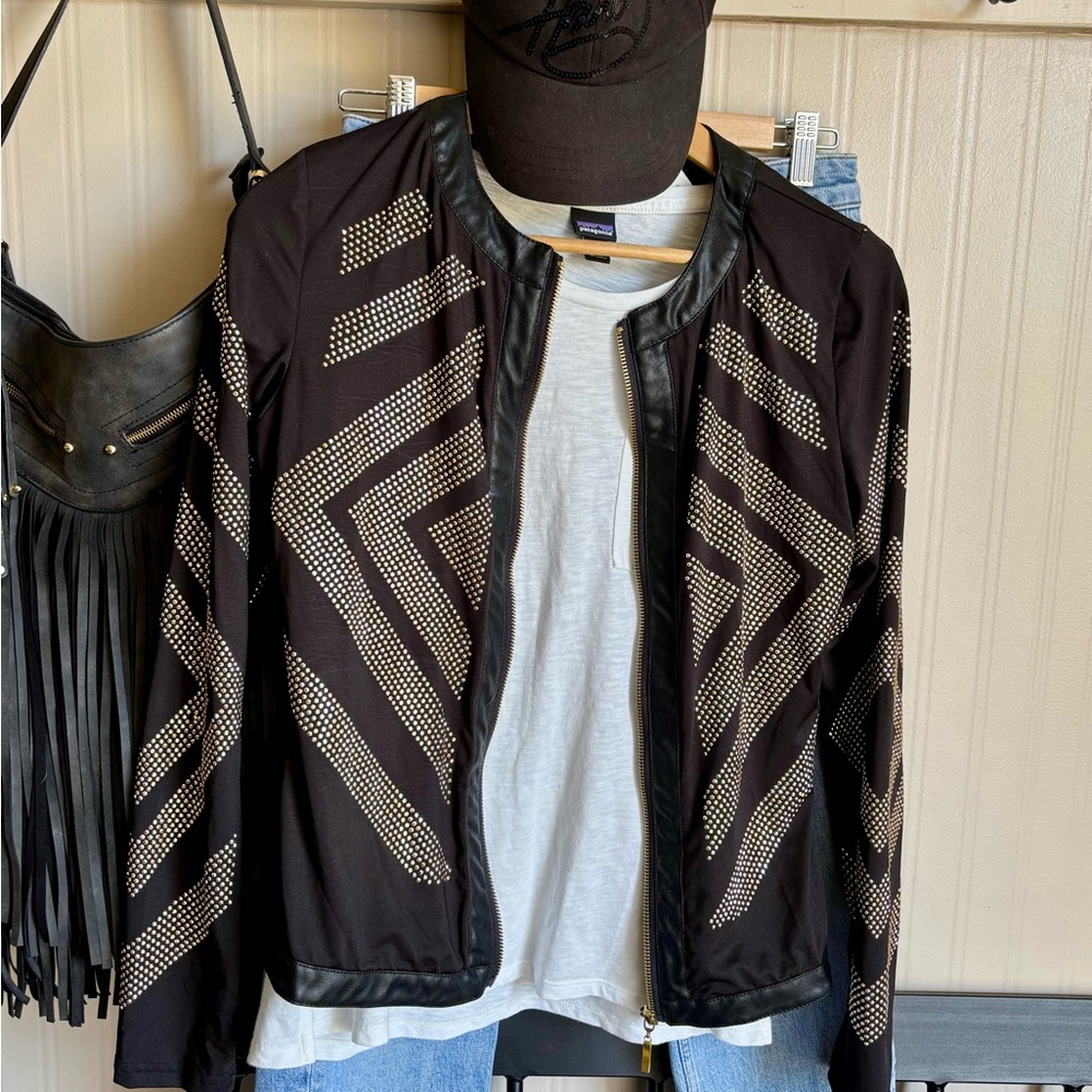 Carmin Black and Gold Studded Jacket Size M